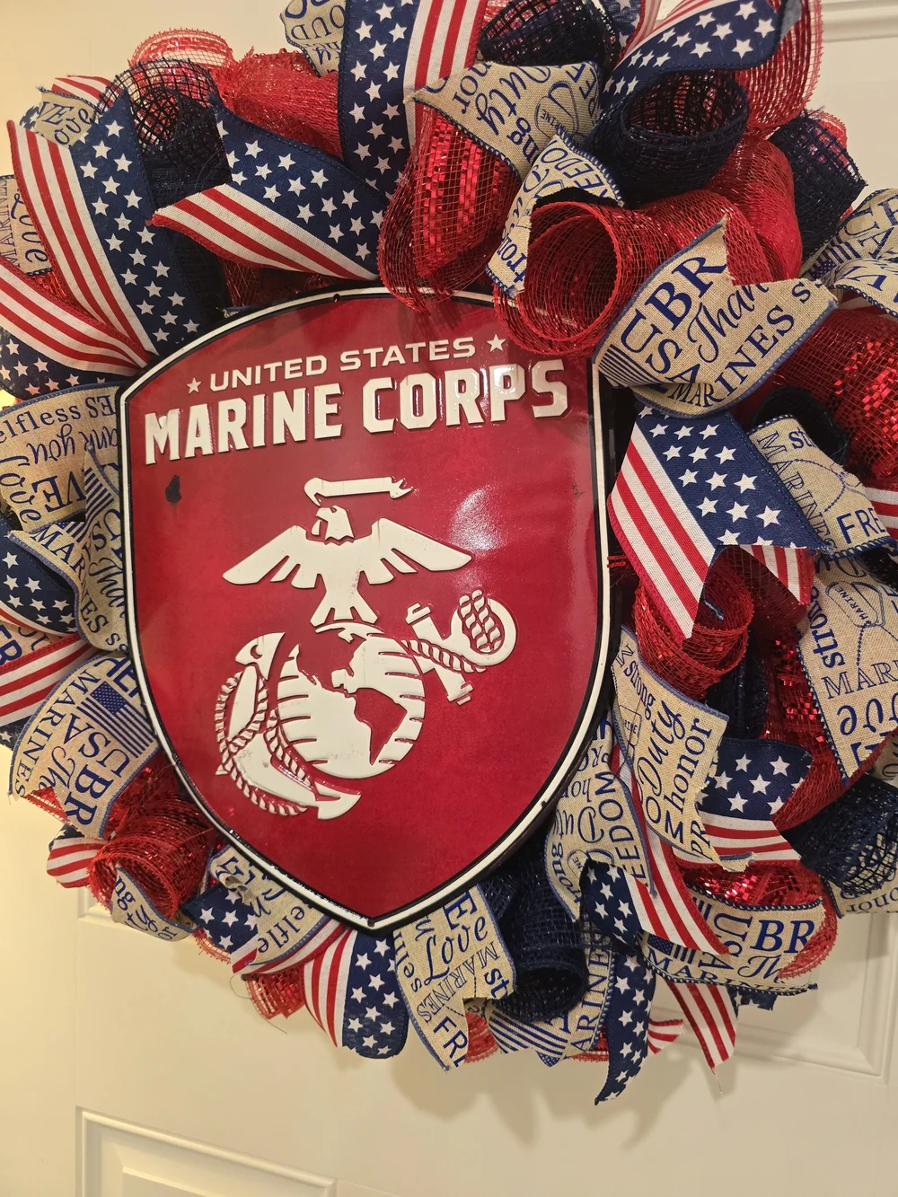 United States Marine Corps Patriotic Wreath - Red, White & Blue USMC